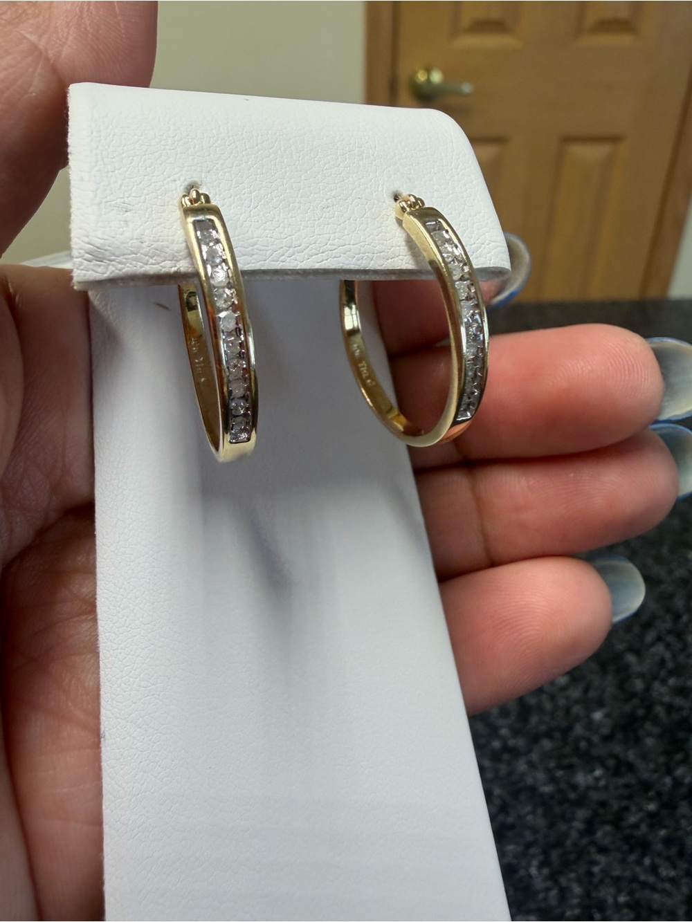 10k natural diamond hoop earrings